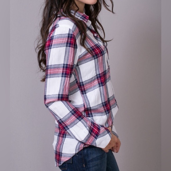 RAILS Women’s Hunter Plaid Button-Down Shirt- White Midnight Rose/ Size Small - Picture 4 of 13